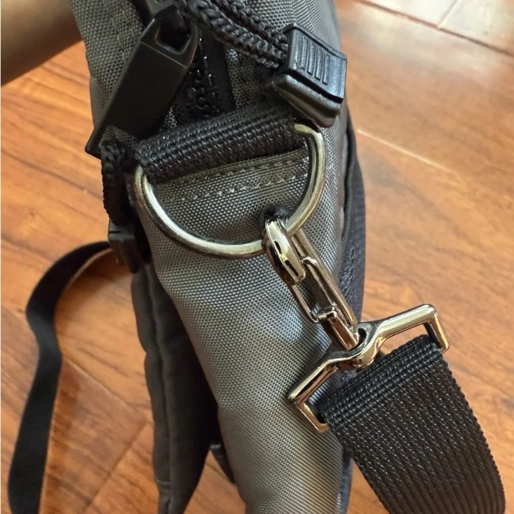 Gray Crossbody Bag with Black Strap